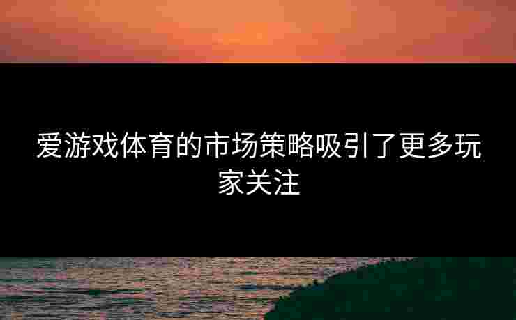 爱游戏体育的市场策略吸引了更多玩家关注