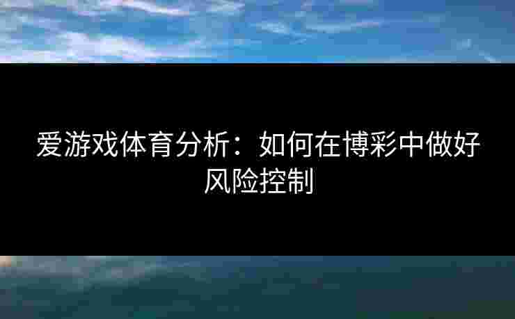 爱游戏体育分析：如何在博彩中做好风险控制