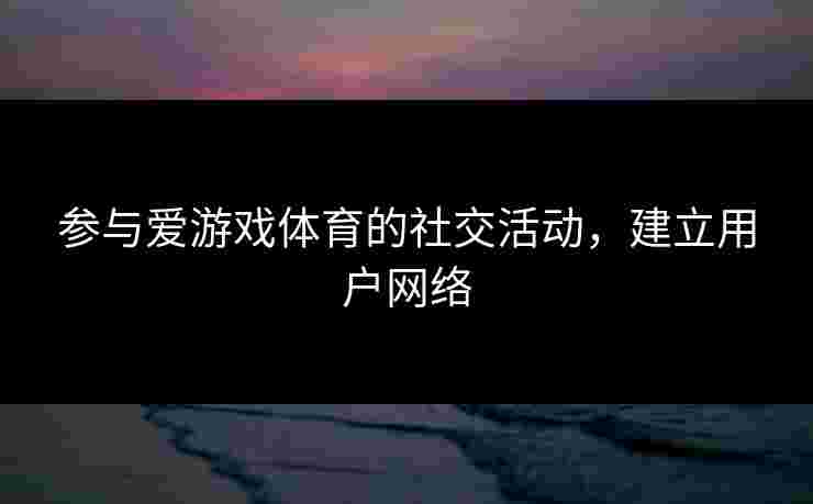 参与爱游戏体育的社交活动，建立用户网络